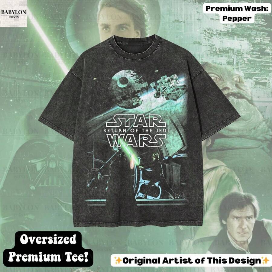 Oversized Sta R Wa Rs Return Of The Jedi Shirt Retro Di Sn E Y Sta R Wa Rs Shirt Comf Ort C Olors Sta R W Ars D Is N E Y World Shirts D - 黑色 - 查看 1