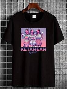 | Exquisite Design | Loose And Comfortable | Easy To Match | 1 Piece Ketamean Mean Meme Graphic T-Shirt 100% Pure Cotton - Funny Slay Queen Design, Unisex Casual Wear, Soft And Breathable Fabric, Short-Sleeved White T-Shirt For Birthday Party Gift And Casual Wear, Urban Fashion, Fashion With Humor, Funny Design, Durable Print. - 黑色 - 查看 2