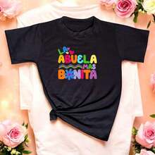 NewSummerCasualLetras Playera Blouse Con Impresión De La Granma Más Bonita Ropa Para Mujeres-Vintage Street Style Unisex Loose Cotton Short Sleeve Crew Neck T-Shirt - 黑色 - 查看 3