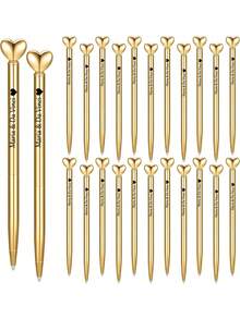 30 chiếc bút bi kim loại hình trái tim có thể tùy chỉnh, mực đen 1.0mm, quà tặng trang trí cho lễ đính hôn, đám cưới, tiệc độc thân, màu vàng. - Bộ - Xem 2