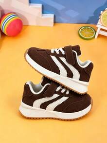 Unisex Kids' Comfortable Sports Shoes With Hook And Loop Closure, Suitable For Daily Wear And Outdoor Activities - Coffee Brown - View 2