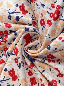 Vestido corto casual sin mangas con estampado floral pequeño para vacaciones y playa - Multicolor 2 - Ver 3