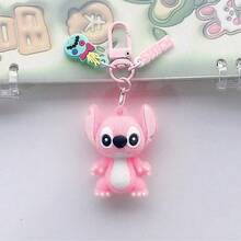 1pc New PVC Stitch Flocked Keychain Pendant, Cute Backpack Accessory, Party Favor Gift - One Size - View 10