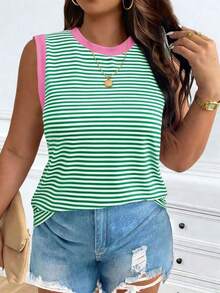 Chaleco sin mangas de mujer de talla grande, casual, de cuello redondo y con estampado de limón, de hombros anchos - Multicolor 4 - Ver 7