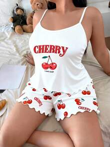 Women's Plus Size Pajama Set, Camisole Top And Shorts, Loose And Comfortable, Summer Sleepwear Set - White - View 4