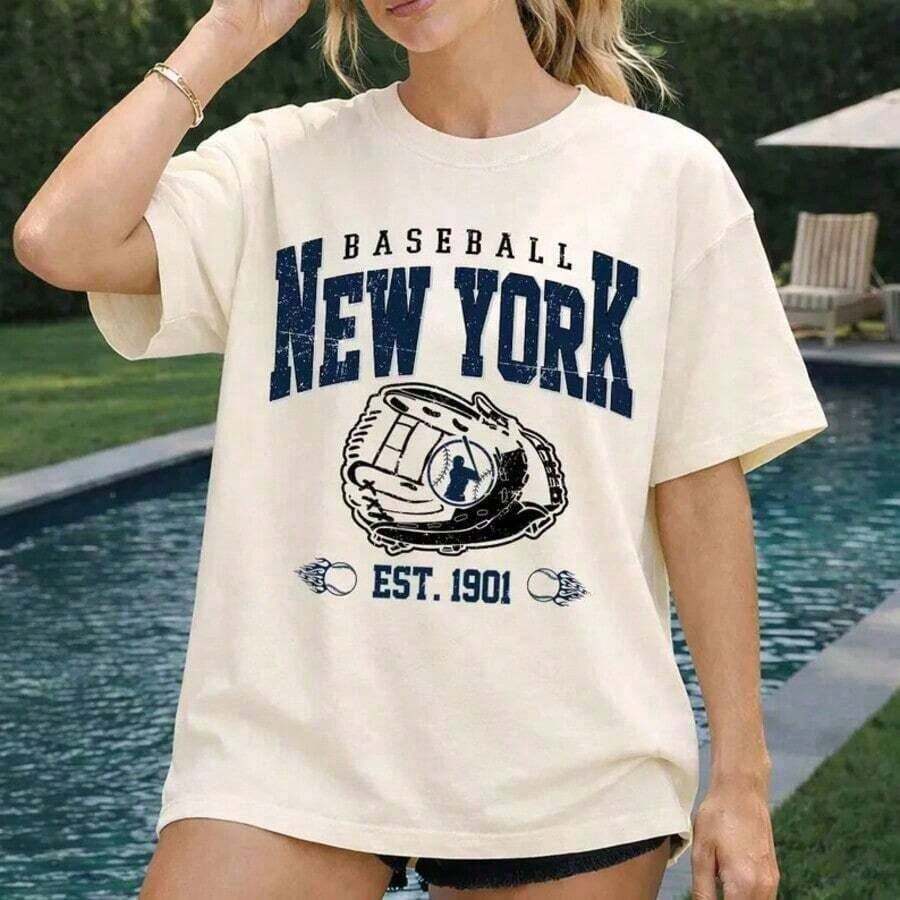 Cute Unisex Premium Casual T-Shirts, Vintage 90s New York Mets Baseball T-Shirt, Retro Tee, Gifts For Men, Men's Shirts, Men's Winter Clothing, Mets T-Shirts For Baseball Game Day S - 白色 2 - 查看 1