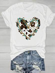 Camiseta Estampada de Moda para Mujer de Tallas Grandes, Cuello Redondo, Estilo Casual, Ligera y Transpirable, Adecuada para Primavera y Verano - Básica y Versátil - Negro - Ver 10