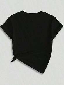 Elegant Blouses For Young Women, Plus Size Casual T-Shirt, Summer Tops 2026, Women's Casual T-Shirt With Letter And Snake Print, Round Neck, Loose And Comfortable, Summer Clothing - 黑色 - 查看 2