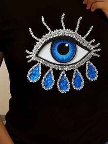 Elegant Spring/Summer Blouse For Women With Round Neck And Print - 黑色 - 查看 8
