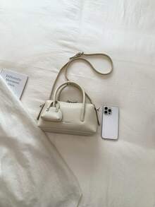 Women's Pillow Handbag, Elegant Minimalist Style, Large Capacity, Shoulder Strap, White - White - View 10