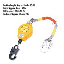 9.8ft Self-Retracting Lifeline Fall Arrest Protection, Retractable Lanyard, 150kg Capacity - 黃色 - 查看 4