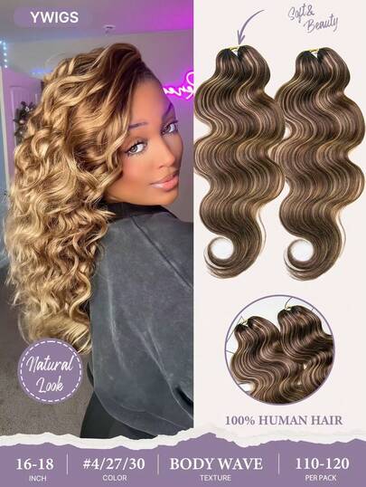 Y WIGS Tóc giả móc sợi Feather Crochet Human Hair dành cho kiểu tóc Miracle Knots Body Wave Blend #4/27/30, dài 18 inch, 2 gói, 100 sợi, nhẹ, đã được tách sẵn, không cần thắt nút, thích hợp để tết tóc. Món quà hoàn hảo dành cho phụ nữ.