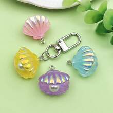5/10pcs Resin Shell With Faux Pearl Charm Gradient Color Shell Pendant For DIY Bracelet Necklace Earrings Jewelry Making Accessories 23x23mm - Shell - View 5