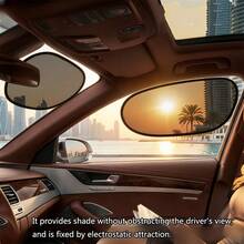 Car Windshield Side Window Sunshades - Electrostatic Adsorption Dark Transparent Film, Suitable For Low-Angle Sunlight, UV Protection, Heat Dissipation, Easy Installation And Removal Sun Visors, For Driver And Passengers, 2pcs Set - Multicolor - View 9