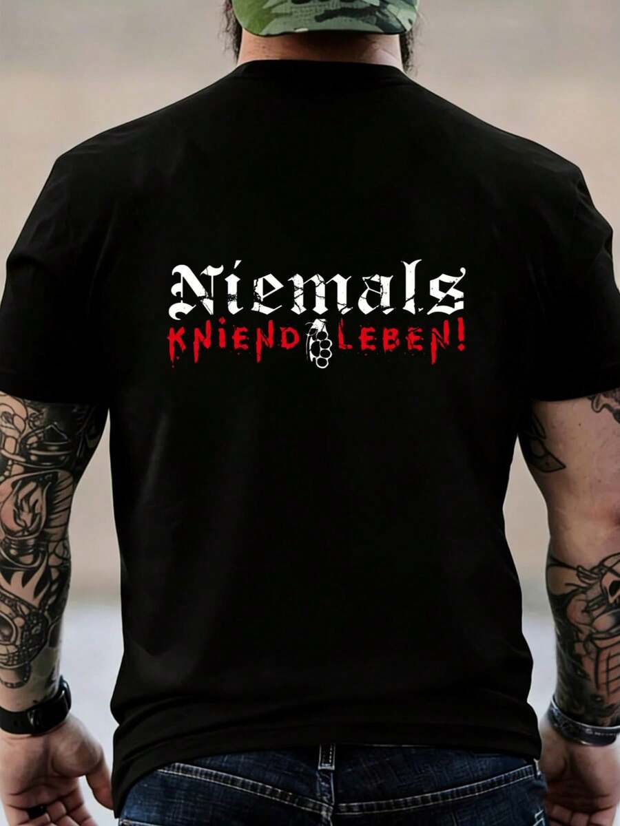 New Niemals Kniend Leben T-Shirt, Large And Comfortable - Back - View 1