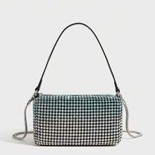 King Bag Rhinestone Bag Female Handmade Diamond-Studded Full Diamond Ladies Handbag Chain Small Square Bag Messenger Bag - Gradient Green - View 4