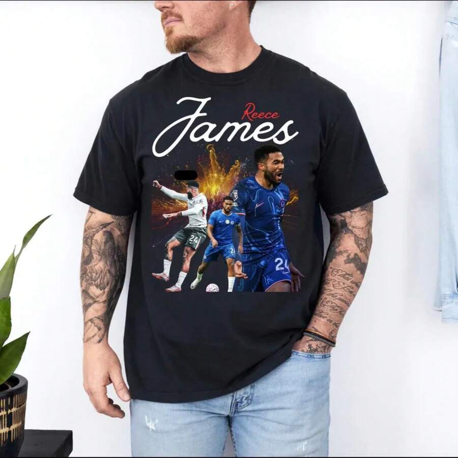 REESE JAMES Football T-Shirt |   Graphic Style Of Team Jersey - 黑色 - 查看 1