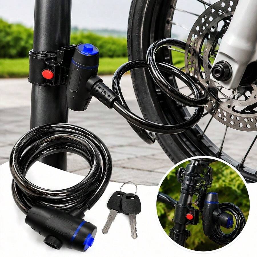 Gembok Rantai Sepeda Motor & Sepeda Tugas Berat – Gembok Anti-Pencurian Logam Besi Kuat dengan 2 Kunci, Aksesori Keamanan yang Diperkuat untuk Penggunaan di Luar Ruangan