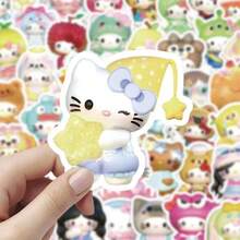 SANRIO 60张卡通小猫咪可爱涂鸦贴纸，多巴胺贴纸，日式ins风创意小猫咪贴纸，适用于剪贴簿、笔记本、水瓶、笔记本电脑、手机、生日贺卡、礼品包装、返校用品、节日礼物 - 彩色 - 查看 9