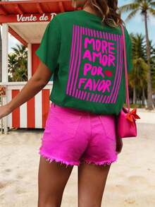 DrmWander Women's Graphic T-Shirt, Casual Short Sleeve Style, Cute Summer Top. Matching Sets For Women's Summer Outfits. Women's Spring Set. Women's Retro Set. Tropicoqueta Sets - 深灰色 - 查看 4
