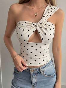 Camiseta sin mangas ajustada con tiras cruzadas huecas, estilo sexy y casual para mujer, Y2K - Albaricoque 3 - Ver 2