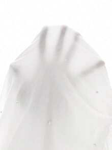 de mujer blanco con hombros descubiertos y perlas falsas, elegante vestido de mujer con contraste de malla, fruncido, cremallera, manga larga descubierta del hombro, ajuste ceñido, manga recta corta blanca, vestidos cortos sencillos de muj - Blanco - Ver 7