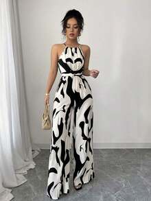 Mono de tela estampada con envolvente frontal para mujer, diseño que define la cintura para usar en ocasiones elegantes, ya sea de fiesta o diario - Multicolor 2 - Ver 5
