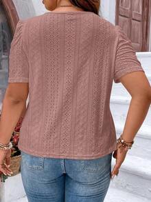 Camiseta con bordado con ojal de manga farol - Rosa vieja - Ver 2
