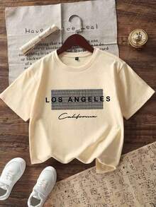 Set Of 3 Short-Sleeved Crew Neck T-Shirts With City Landmark Print, Suitable For Everyday Wear, Campus And Street Style For Kids,  Summer Tops For Pre-Teen Boys - 黑色 - 查看 4