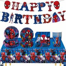 Hasbro Superhero Children's Birthday Party Decorations, Includes Banner, Paper Plates, Napkins, Tablecloth, Utensils And Other Party Decor Items - Multicolor - View 2