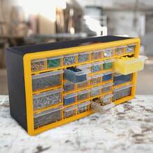 Stalwart Organizador de piezas pequeñas de plástico de 30 cajones cajones de almacenamiento de computadora o pared para organizar hardware manualidades cochera o aula amarillo - Amarillo - Ver 3