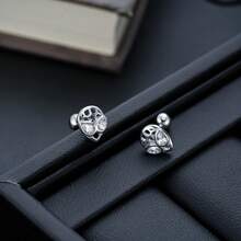 1 pièce Boucles d'oreilles avec design de masque strass, bijoux de luxe minimaliste personnalisé, convient pour un port quotidien et en cadeau - X568-A - Voir 6