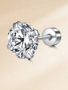 CIZME 20G 不鏽鋼平底耳釘，適合女性與男性，附 3mm、4mm、5mm、6mm、7mm、8mm 立方氧化鋯螺絲背耳釘套組，適合耳部佩戴 - 平底 - 查看 4