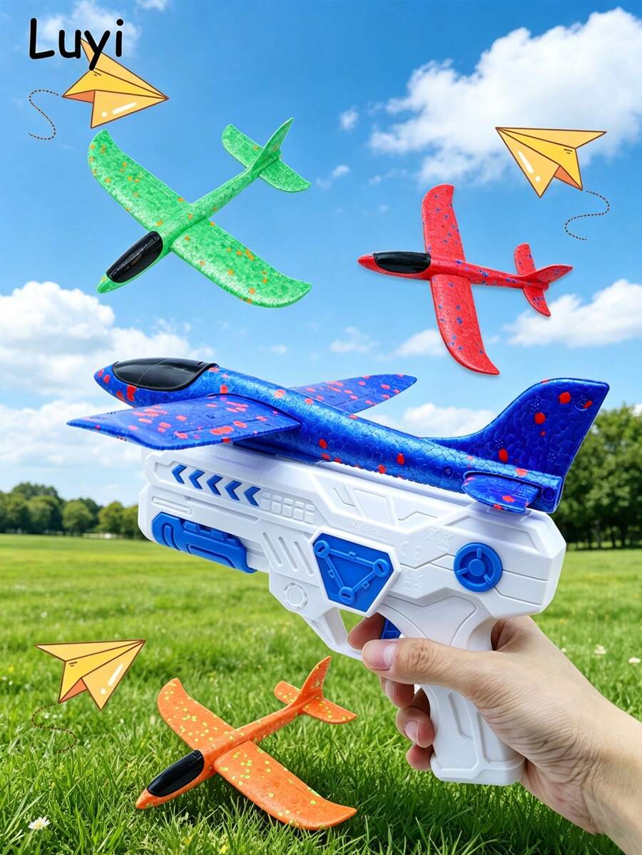 Foam Glider Launcher Toy Set, With 2 Flight Modes Glider Plane, Outdoor Activity Toy For Boys And Girls, Birthday/Christmas Gift
