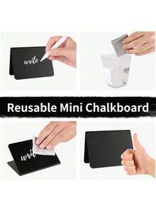 14 tấm bảng phấn nhỏ, kích thước khoảng 10cm x 90cm, dễ viết và xóa - Dùng làm nhãn thực phẩm, tiệc buffet, tiệc tùng, bảng chỉ dẫn bàn, đám cưới, tiệm bánh, bảng chỉ dẫn đám cưới, bảng đặt chỗ đám cưới, thẻ bàn. - bảng đen hình chữ V - Xem 9