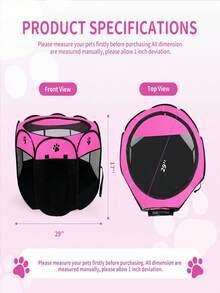 Portable Foldable Enclosed Pet Playpen, Suitable For Indoor Cats And Outdoor Dogs, With Zipper Top Cover And Door, Ideal For Dogs, Cats And Small Animals - Dusty Pink - View 7