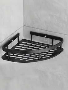 Stainless Steel Bathroom Corner Shelf, No-Drill Adhesive Shower Caddy, Wall-Mounted Storage Rack For Shampoo, Toothbrush And Cosmetics - Black - View 11