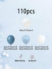 80/104/110/143件套蓝白气球拱门花环套装，乳胶气球，用途广泛，适用于各种庆祝活动装饰，包含浅蓝色、白色和透明气球，适合婚礼、生日、性别揭晓派对和婴儿派对。 - 彩色 - 查看 8