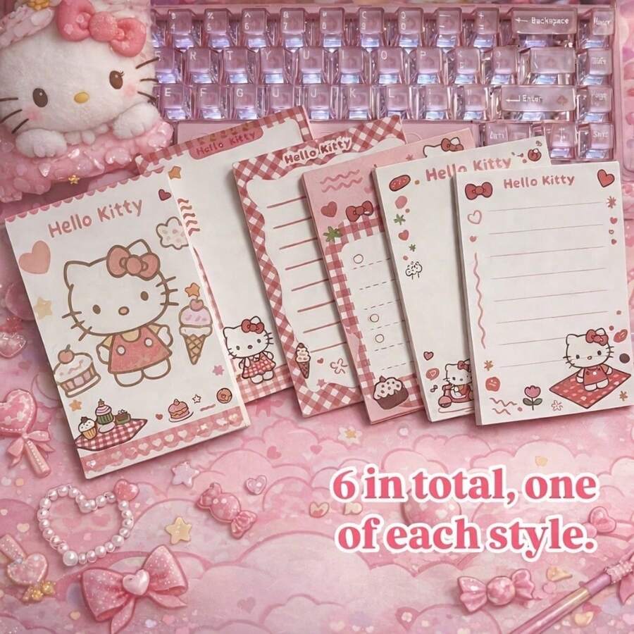 SANRIO 6本/套，每本20张便签本套装，A7记事本，学生口袋计划本，便携式日记本 - 均碼 - 查看 1
