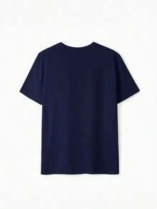 Vintage LA Graphic Crew Neck T-Shirt - A Viral '90s Retro Preppy Must-Have | Navy Blue West Distressed Letter Print Tee | Perfect For Summer Holidays, Campus, And Casual Wear, Soft And Breathable Cotton Blend Fabric Combines Timeless Campus Athletic Vibe With Relaxed Y2K Retro Comfort - 彩色 - 查看 3