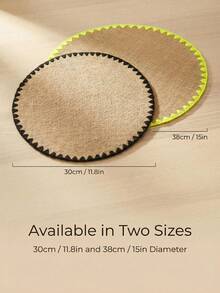 1/4/6pcs Bohemian Style Round Placemats, Natural Linen With Tassel & Shell Edge, Non-Slip Coasters For Table, Office Desk, Holiday Party, Birthday, Wedding, Home Decor - Multicolor - View 2