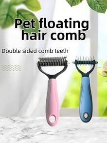 Large/Small Pet Dematting Comb, Double Sided Dog Grooming Rake Brush For Dogs & Cats, Stainless Steel Blades, Non‑Slip Handle Pet Shedding Tool,Dog Rake Brush ,Cat Dematting Tool,Double Sided Pet Grooming Rake,Remove Matted Fur,Pet Hair Knot Cutter - Multicolor - View 2