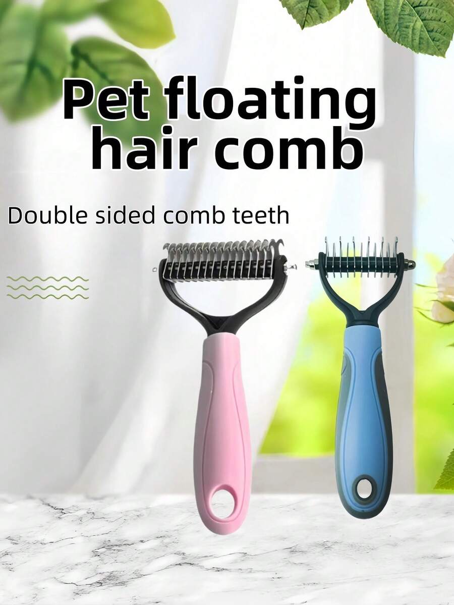 Large/Small Pet Dematting Comb, Double Sided Dog Grooming Rake Brush For Dogs & Cats, Stainless Steel Blades, Non‑Slip Handle Pet Shedding Tool,Dog Rake Brush ,Cat Dematting Tool,Double Sided Pet Grooming Rake,Remove Matted Fur,Pet Hair Knot Cutter