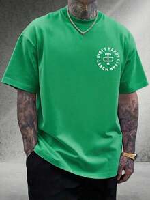 Cute Unisex Premium Casual T-Shirts, Men's Graphic Tee, Dirty Hands Clean ❤️ Money Daily Wear 100% Cotton Unisex Gift Idea For Him Or Her Urban Fashion Top - 綠色 - 查看 2