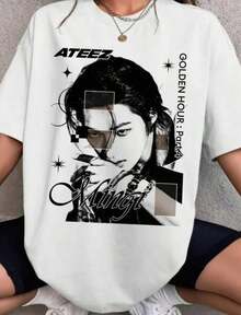 Women's Casual Summer T-Shirt, Retro Mingi Atee T-Shirt, Atee GOLDEN HOUR - Part 4 T-Shirt, Atee In Your Fantasy World Tour 2026 T-Shirt, Atee Member T-Shirt - 白色 - 查看 7