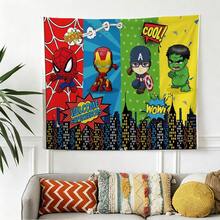 1pc Classic M Arvel Avengers Cartoon Welcome Backdrop S Pider-Man Ir On Man Ca Ptain America H Ulk City Skyline Party Decoration Anime Characters Bedroom Wall Hanging Decor Boys Room Gaming Room Layout Holiday Gathering Photography Background Cake Table Tapestry - Nhiều màu - Xem 4