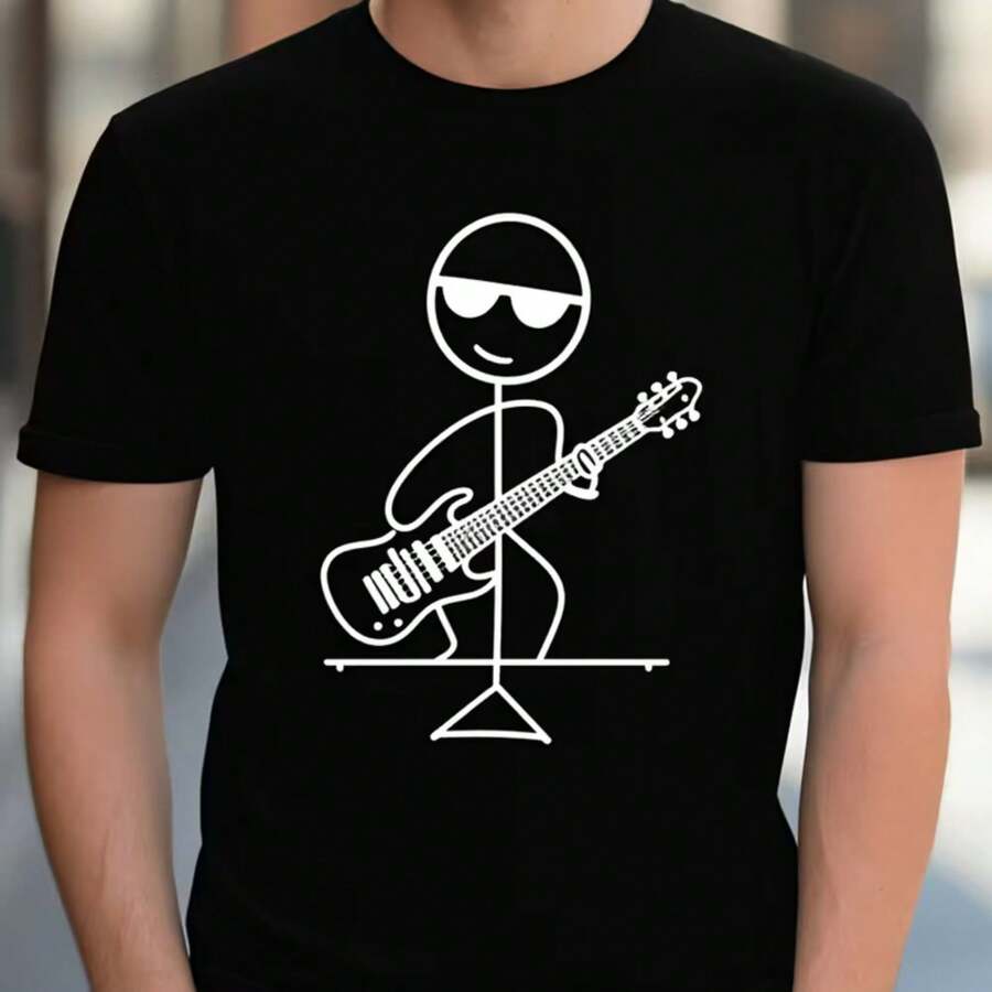 Printed T-Shirt For Men And Women - 黑色 - 查看 1
