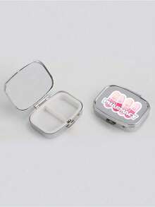 Square Pill Box, Printed With Capsule, Tablet, Letter And Bottle Patterns; Portable Medication Storage Compartment; Mini Metal Storage Box; Portable Jewelry And Pill Box; Travel Pill Box; Large Capacity Compartment; Weekly Medication Organizer; Suitable For Daily Medication And Vitamins; Essential For Doctors And Nurses; Emergency Needs; Travel; Hiking Emergency Rescue; Personalized Creative Gift With Cartoon Logo. - View 8