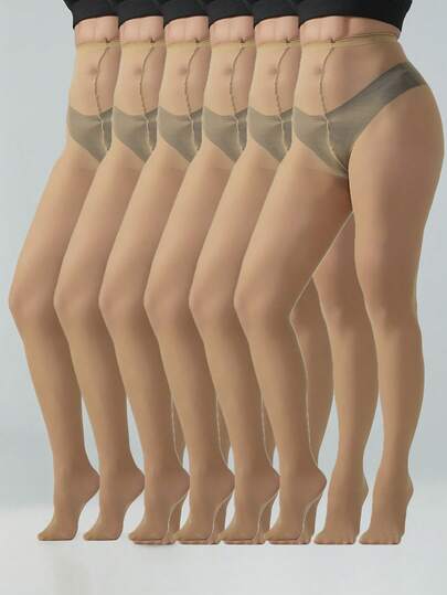 1/6 Pairs Women's Sheer Nude Pantyhose, Ultra Thin Natural Skin Tone Tights, High Waist No-Run Reinforced Toe Stockings, Comfort Everyday Wear