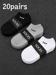 20/10/5/3/1 Đôi tất cotton nam, tất ngắn, tất tàng hình, thiết kế chống trượt hai lớp, màu trắng/đen, cổ thấp, tất mắt cá chân, thấm hút mồ hôi, mềm mại và thoáng khí, phù hợp cho công sở, thường ngày, ở nhà, thể thao, sinh viên, mọi mùa, màu ngẫu nhiên - Nhiều màu - Xem 9